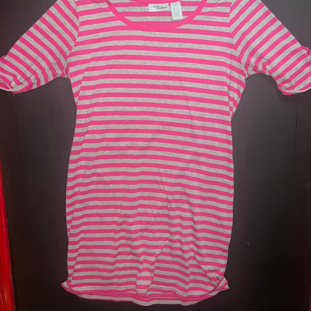 Allison Brittany‎ Long Tunic Pink Stripe 3/4 Sleeve Size Large